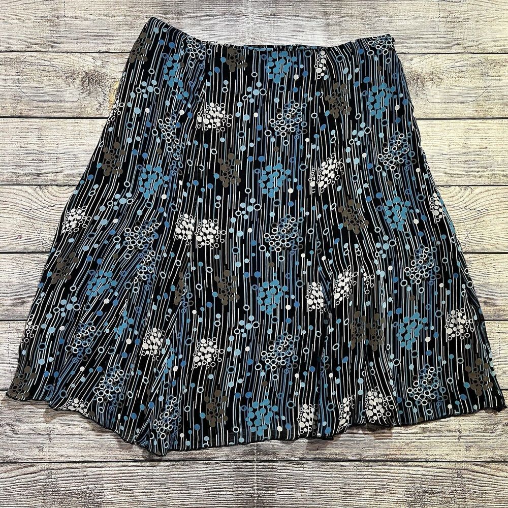 Vintage Style & Co Colorful Striped Geometric Skirt Black Blue White Rayon Knee